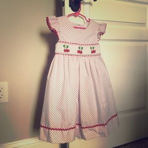 Brand new smock cherry dress little girls size 5